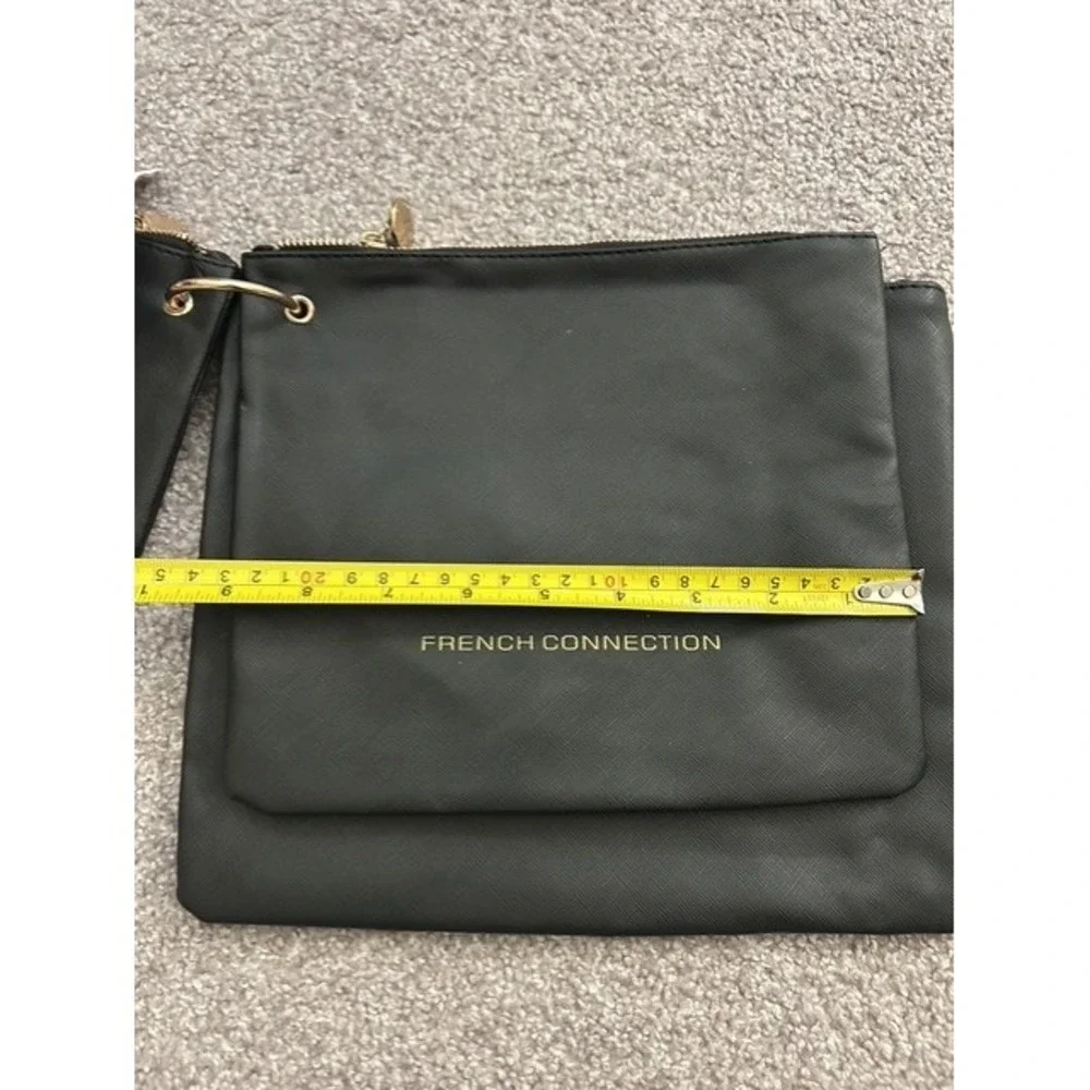 French Connection Luxe Travel Pouches Womens OS Black NEW 3-Pack Saffiano Set